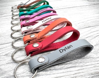 Personalized Leather Key Ring / Senior Gifts / Small key fob / Personalized gifts / Leather Key Chain / Loop Key Ring