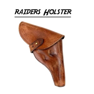 Op Indiana Jones geïnspireerde holster, holster uit de Eerste Wereldoorlog, leren holster, Smith and Wesson-holster