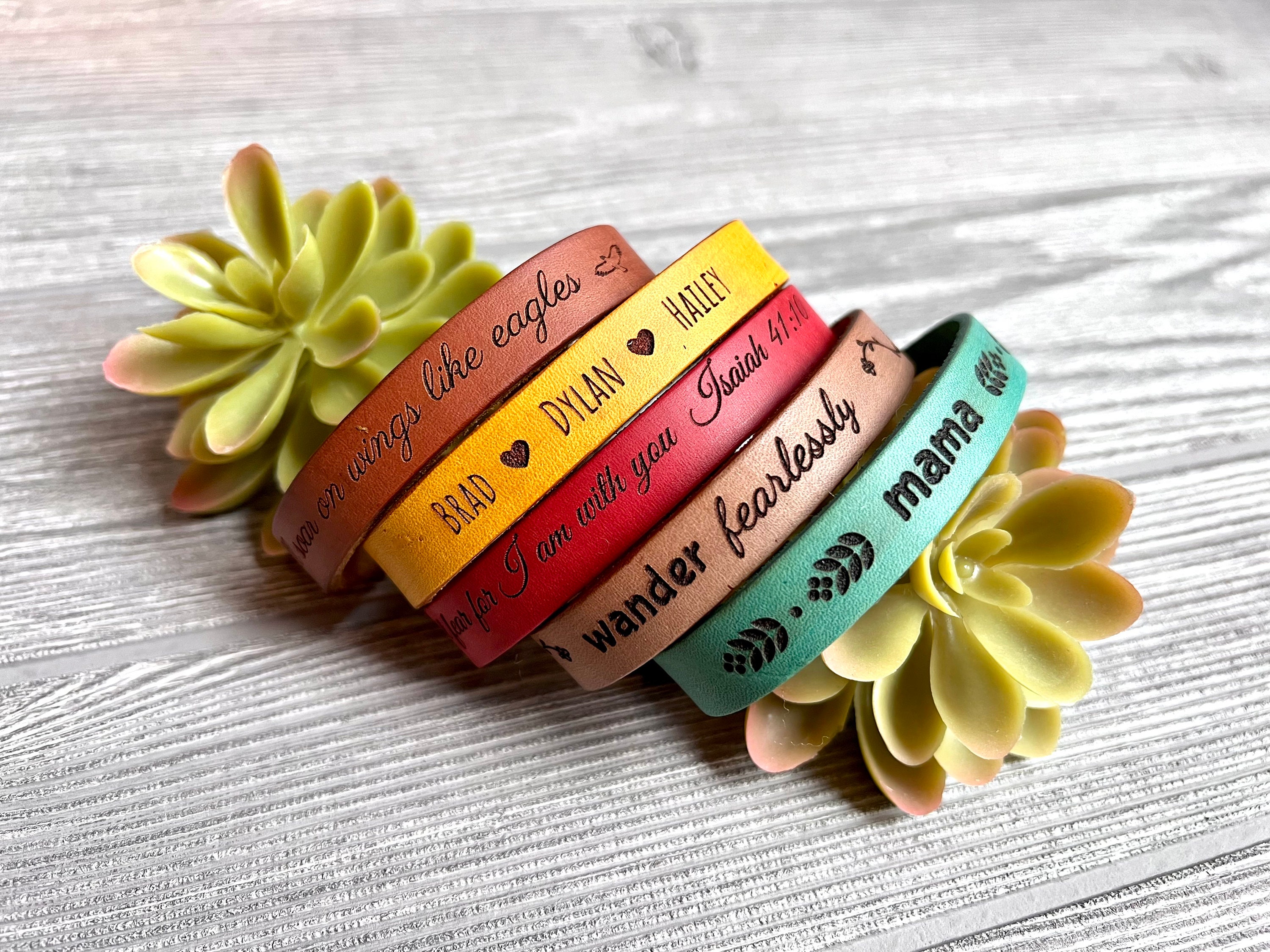 Women's Leather Bracelet with Names