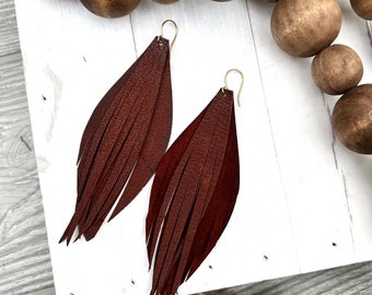 Fringe Leather Earrings / Boho Style Jewelry / Trending Leather Jewelry / Leather Goods / Western Wear / Tassel earrings