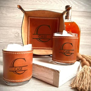 Rocks Glasses with Leather Wrap - Set of Two