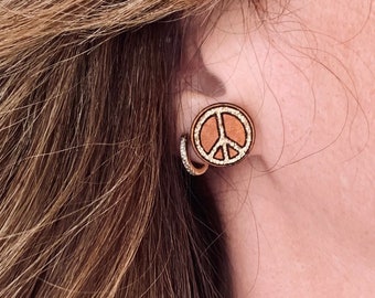 Peace sign stud Earrings / Boho Style Jewelry / Trending Leather Jewelry / Leather Goods / Western Wear