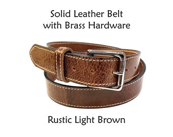 Rustic Looking Leather Belt, Mens Belt, Womens Belt, Solid Leather Belt, Full Grain Leather, Brown Leather Belt