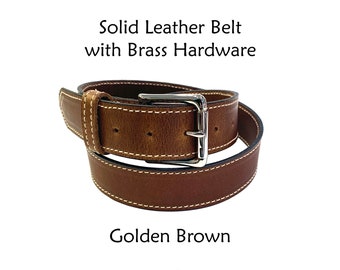 Vintage Looking Leather Belt, Mens Belt, Womens Belt, Solid Leather Belt, Full Grain Leather, Brown Leather Belt