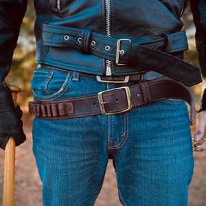 The Walking Dead, Negan, Cartridge Belt, Vintage-Looking Leather Belt, 100% Genuine Leather Belt