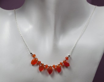 Carnelian and Sterling Silver Earring and Necklace Set (061)