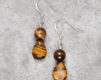 Tiger Eye Drop Earrings (020)
