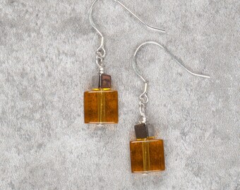 Yellow Cube Drop Earrings (028)