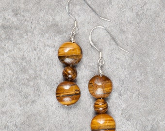 Tiger Eye Drop Earrings (022)