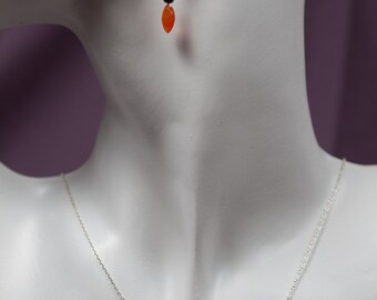 Carnelian, Hematite and Sterling Silver Earring and Necklace Set (060)