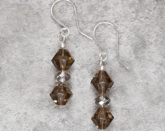 Smokey Brown Faceted Glass Drops (037)