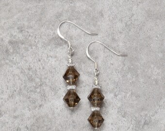 Smokey Brown Faceted Glass Drops (004)
