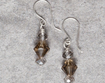 Smokey Brown Faceted Glass Drops (038)