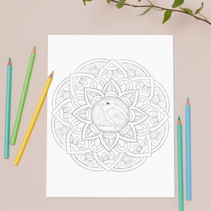 Printable meditative coloring sheet, at home printable, design figure three