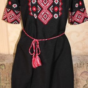 Dress Red on Black Embroidery Dress image 1