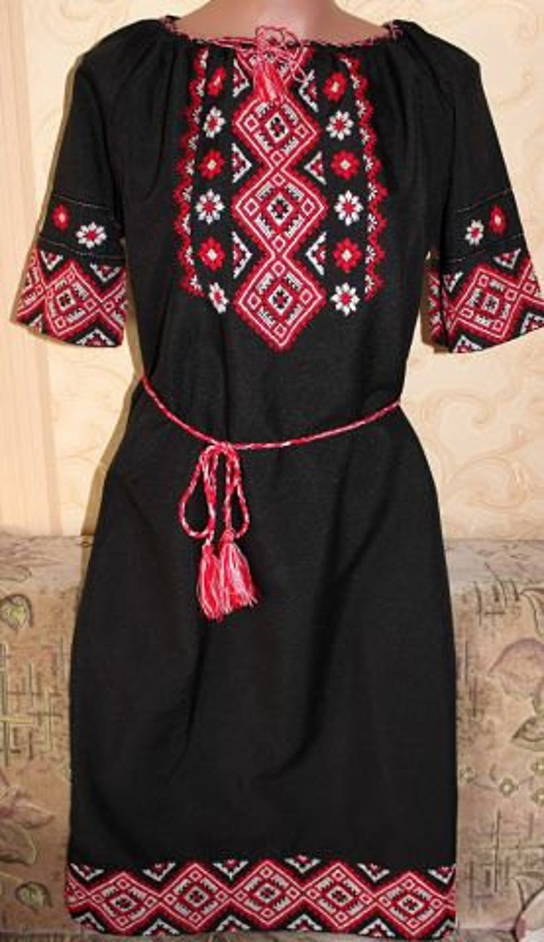 Dress Red on Black Embroidery Dress image 1