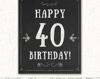 Items similar to Birthday Sign, 40th Birthday Sign, 40th and Fabulous ...