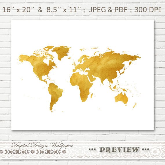 Watercolor World Mapworld Map Watercolorprintable Watercolor Etsy