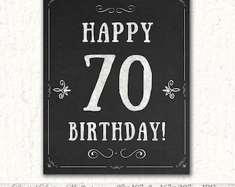 70th birthday party decoration. Printable 70th anniversary
