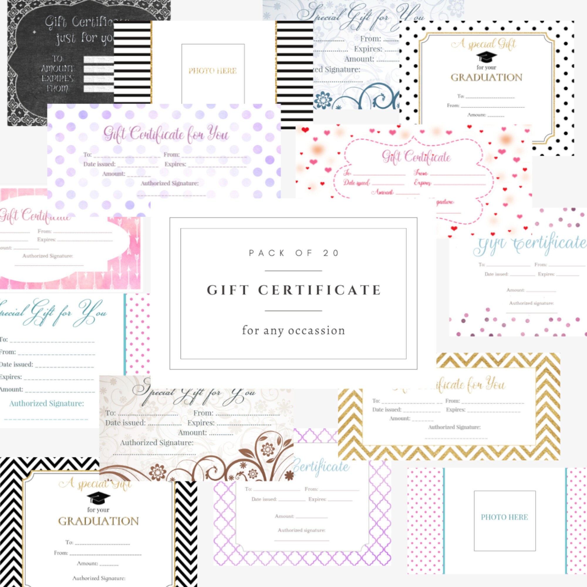 Gift Certificate Printable,,photo,confetti Gift Certificate,gift Card