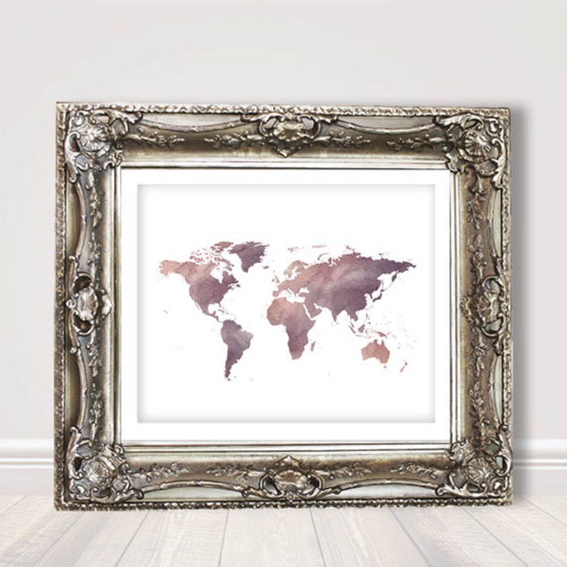 Watercolor World Mapworld Map Watercolorprintable Watercolor - Etsy
