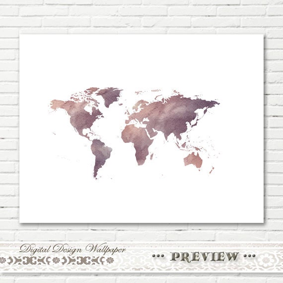 Watercolor World Mapworld Map Watercolorprintable Watercolor - Etsy