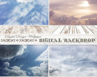 Sky and wood digital photography backdrops, sky backdrops, wood floor backdrops, photography backdrops, digital backdrops ,Digital Backdrop