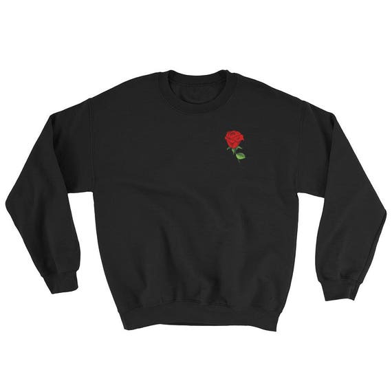 black shirt with red roses