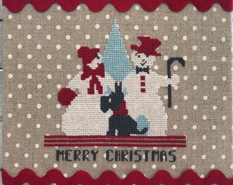 Digital Counted Cross Stitch Christmas - Merry Snowpeople - PDF Instant Download Cross Stitch Pattern