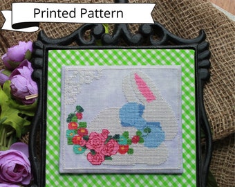 Blue Bow Bunny - Printed Counted Cross Stitch Patterns