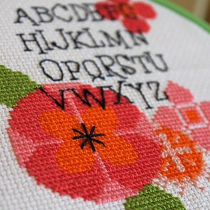 Digital Modern Counted Cross Stitch Modern Flower Alphabet Sampler Instant Download PDF Pattern image 2