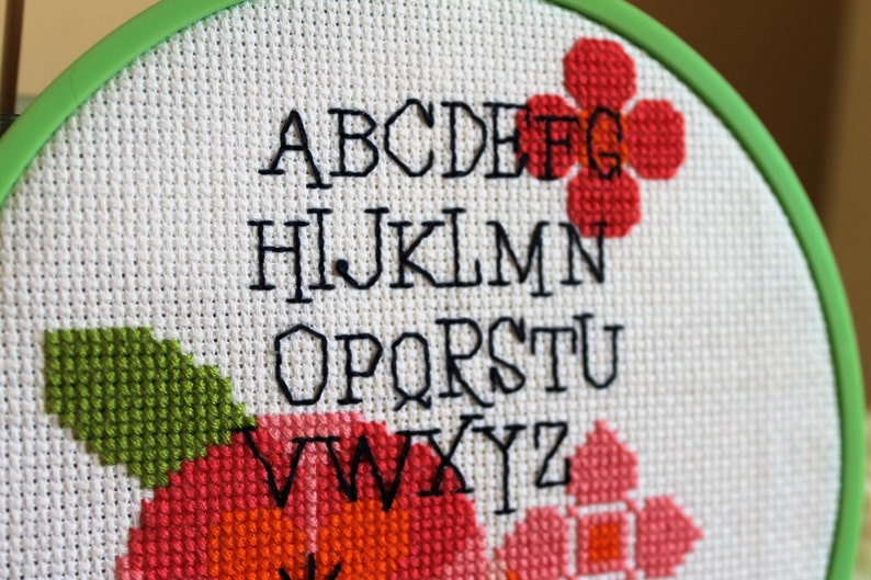 Digital Modern Counted Cross Stitch Modern Flower Alphabet Sampler Instant Download PDF Pattern image 4