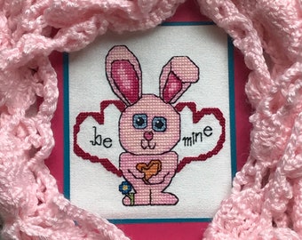 Digital Counted Cross Stitch -Pink Valentine Bunny - Instant Download PDF