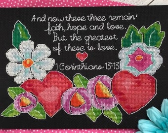 Digital Modern Cross Stitch Pattern Faith, Hope and Love  - Instant Download PDF
