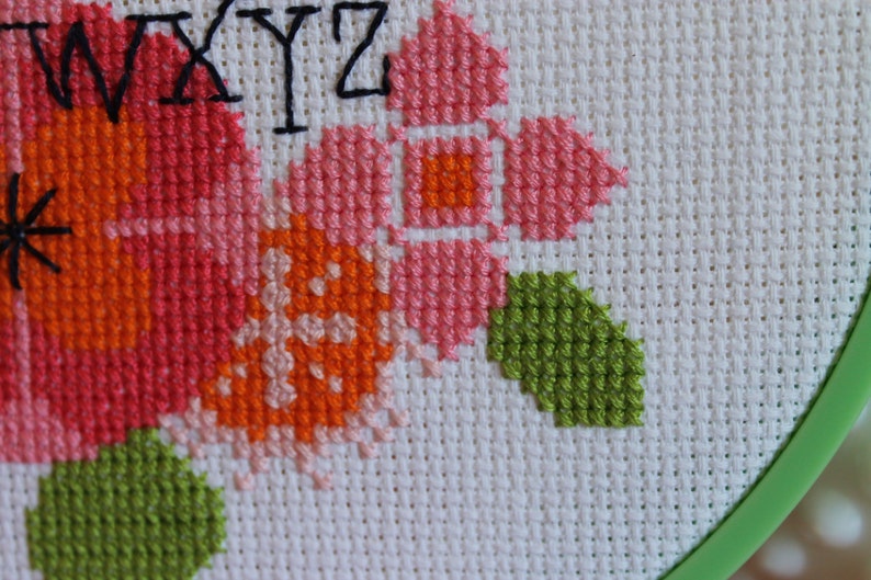 Digital Modern Counted Cross Stitch Modern Flower Alphabet Sampler Instant Download PDF Pattern image 3