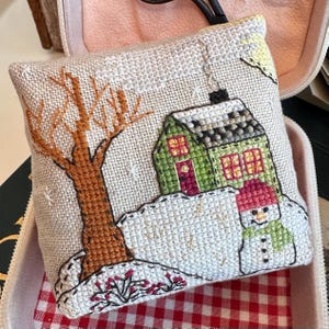 Snowman Hill Pin Keep - Seasonal Pin Cushion Collection - PDF Instant Download - Counted Cross Stitch Pattern