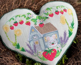 Strawberry Cottage - Printed Pattern for Cross Stitch