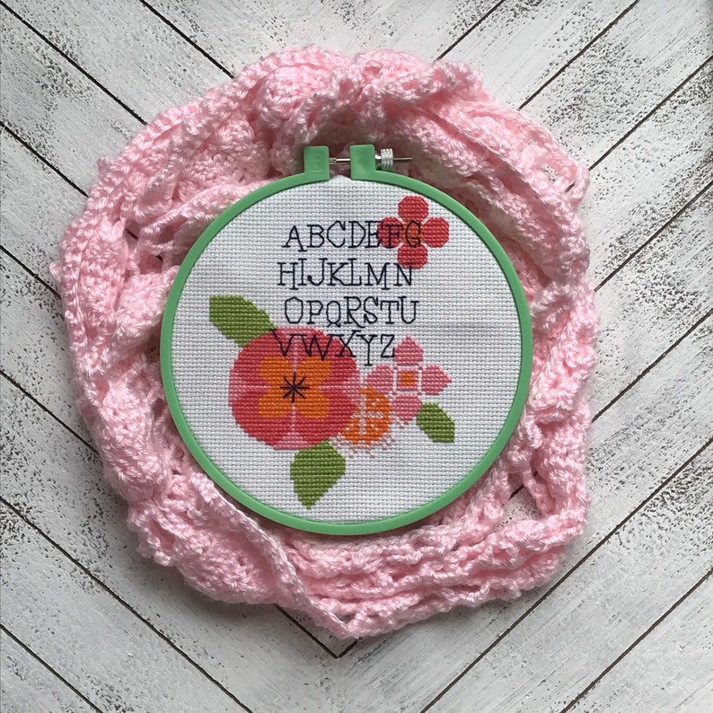 Digital Modern Counted Cross Stitch Modern Flower Alphabet Sampler Instant Download PDF Pattern image 7