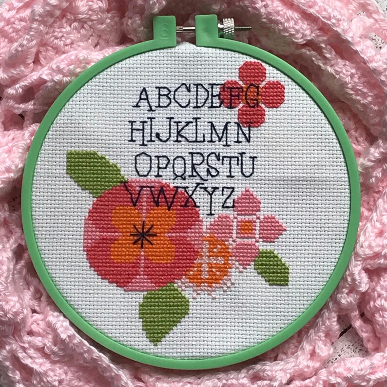 Digital Modern Counted Cross Stitch Modern Flower Alphabet Sampler Instant Download PDF Pattern image 6