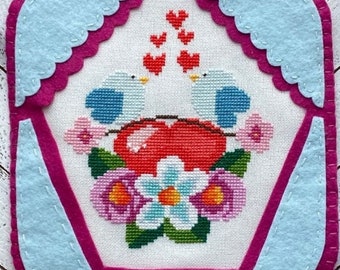 Digital Counted Cross Stitch - Tweet Hearts - PDF Instant Download - Includes Finishing Pattern