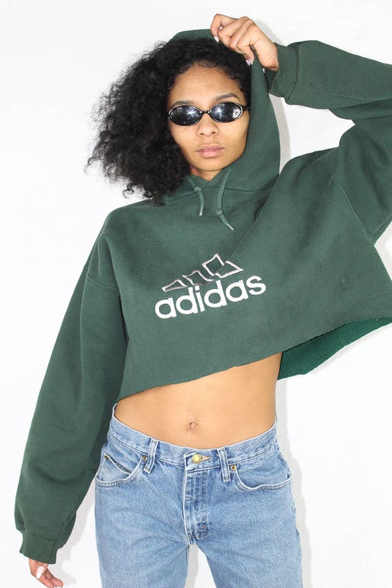 Vintage Adidas Cropped Hoodie Size Large Womens Adidas Crop - Etsy
