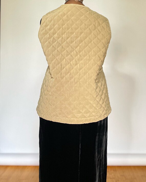 Vintage Y2K Tan Quilted Vest (2X) - Oversized Zip… - image 5