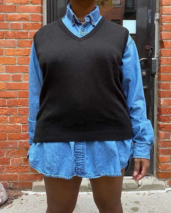 80s Black knitted sparkly vest