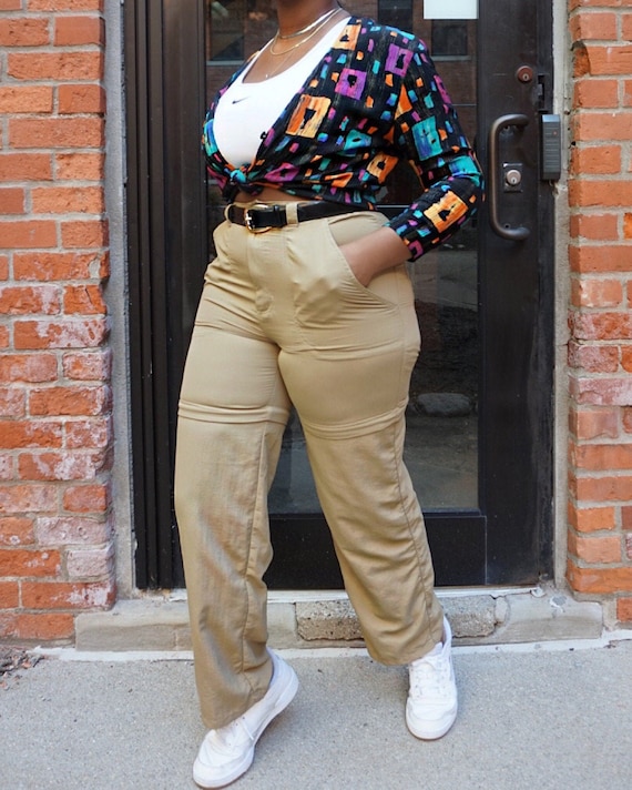 Vintage Beige Cargo Pants - Size 5 90s Khaki Work