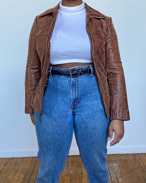 Vintage 90s Guess Brown Leather Jacket (XS-M) - Br