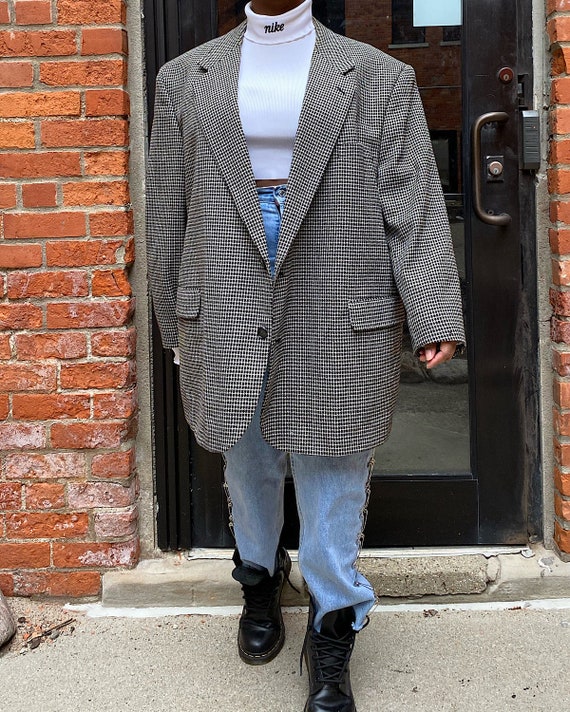 Vintage Oversized B/W Wool Blazer - Rafael Oversiz