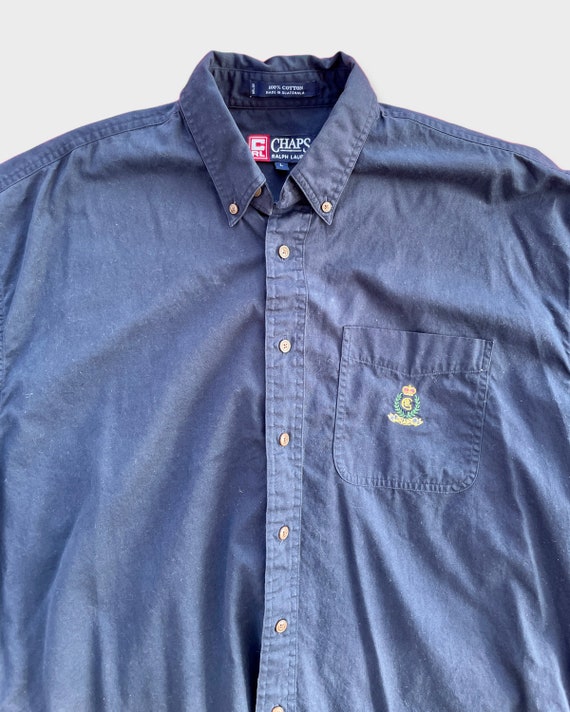 Vintage Chaps Ralph Lauren Navy Button Down (L) -… - image 3