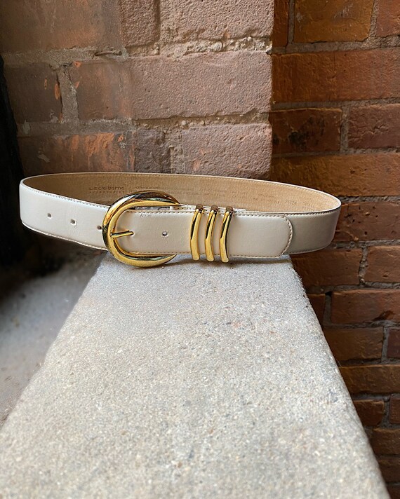 Vintage Cream Liz Claiborne Leather Belt (S) - Liz