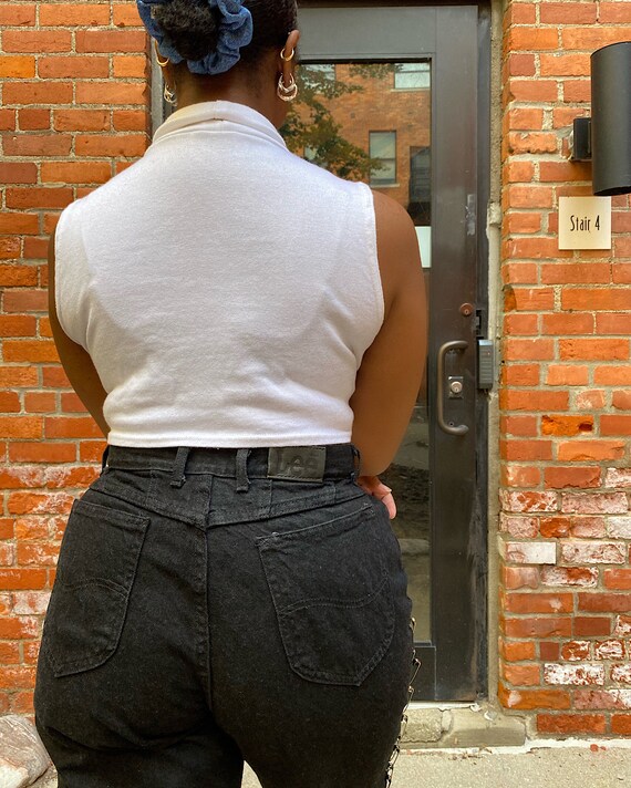 Vintage Re-Worked Lee Black Safety Pin Mom Jeans … - image 4