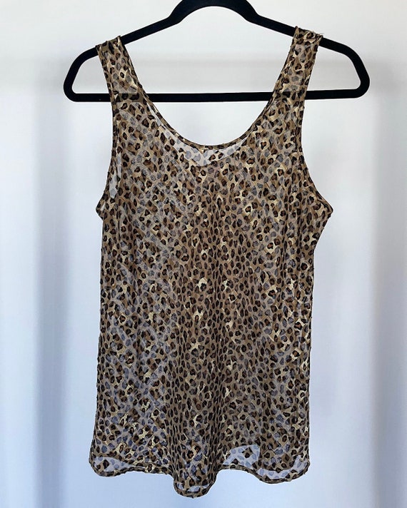 Vintage Y2K Sheer Cheetah Print Tank Top (M/L) - … - image 1